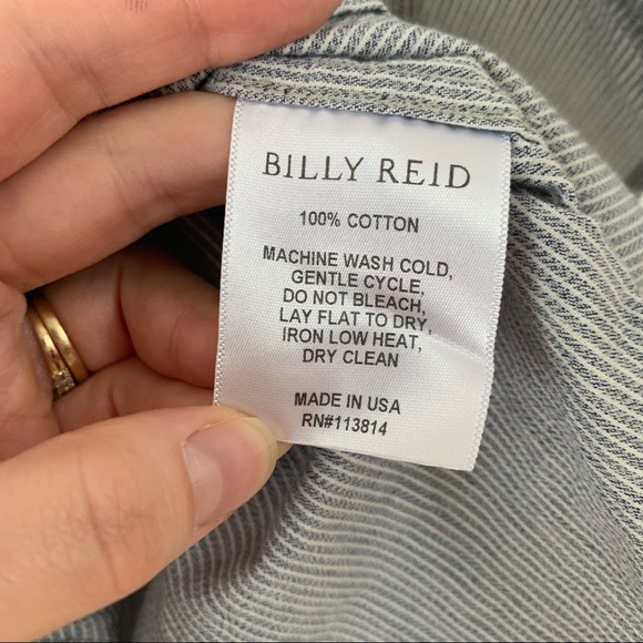 Billy Reid Sz XS Button Down Shirt Band Collar Patchwork Stripe Cotton Menswear - Picture 7 of 9